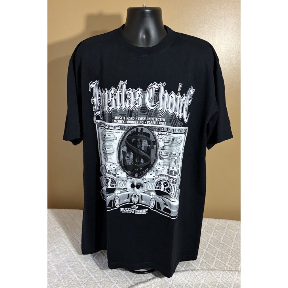 Hustlas Choice Bulletproof Handle Ya Business Money Cars Hustle Hard Tee Size 3X